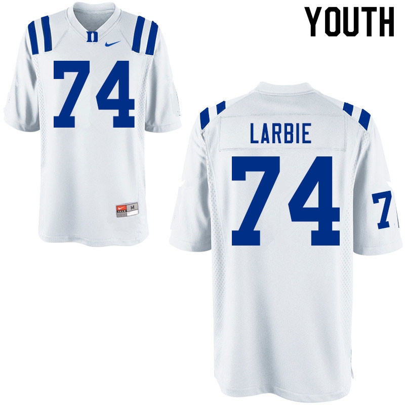 Youth #74 Michael Larbie Duke Blue Devils College Football Jerseys Sale-White - Click Image to Close